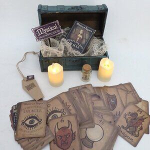NEW DELUXE SECRET POCKET ORACLE TAROT CARD RED WITCH GOTHIC ODDITY CHEST BOX
